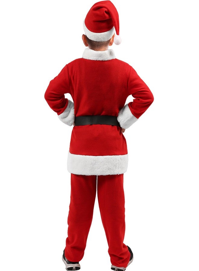 SuBleer Kids Santa Costume-6Pcs,Festive Christmas Santa Suit for Children,Boys Halloween Cosplay Costume with Accessories - Image 3